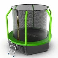 Батут c защитной сеткой EVO JUMP Cosmo 8ft (Green) с внутренней сеткой и лестницей + нижняя сеть
