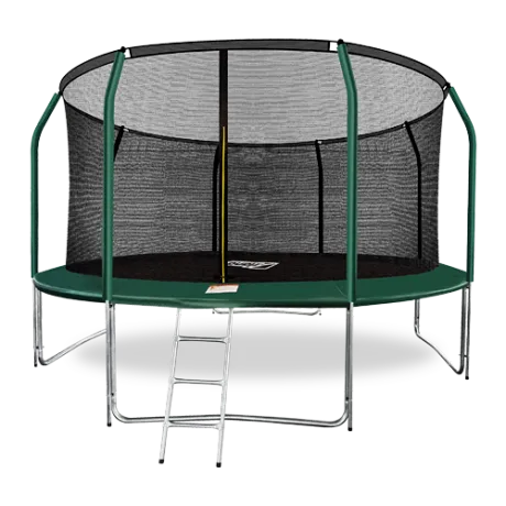 Батут премиум с внутренней сеткой и лестницей ARLAND 14FT (Dark Green)